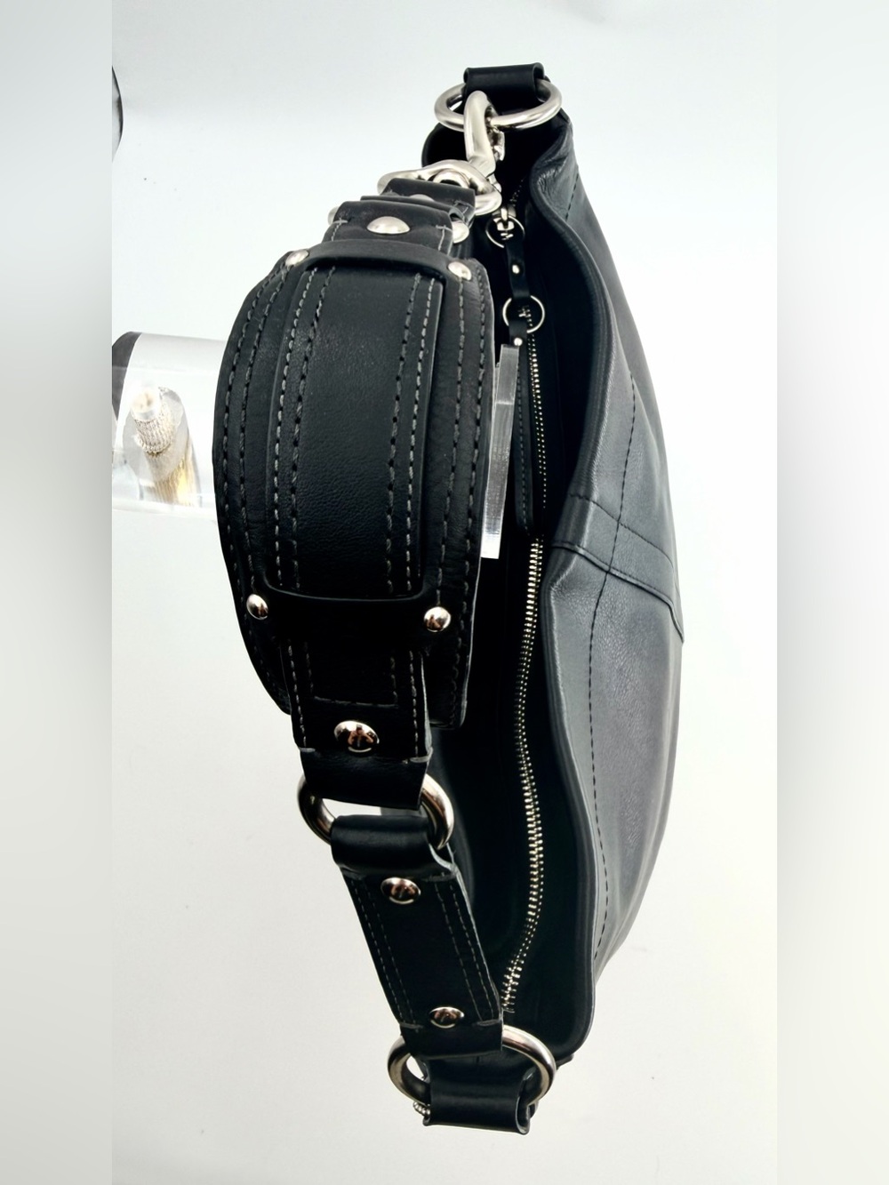 VINTAGE Y2K Coach Black Leather Carly Large Hobo Bag (Style 10616) - Picture 6 of 9